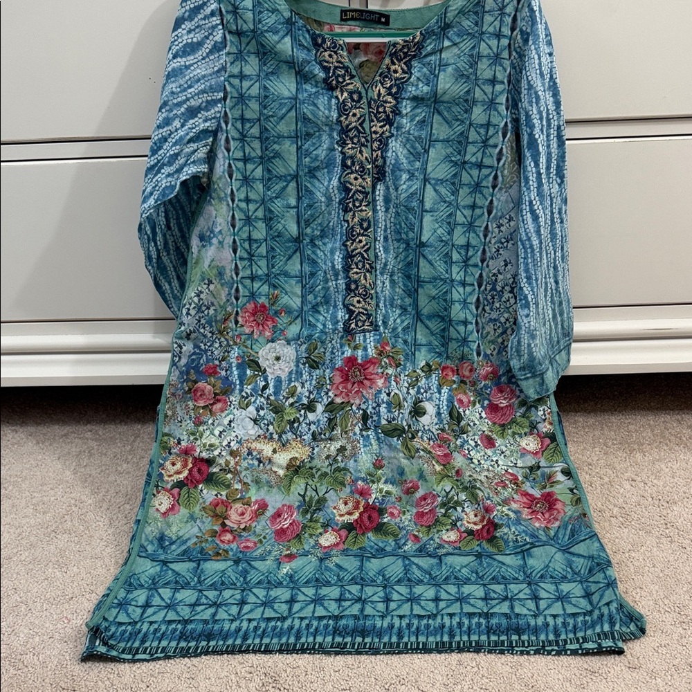 Limelight embroidered neckline lawn kurta